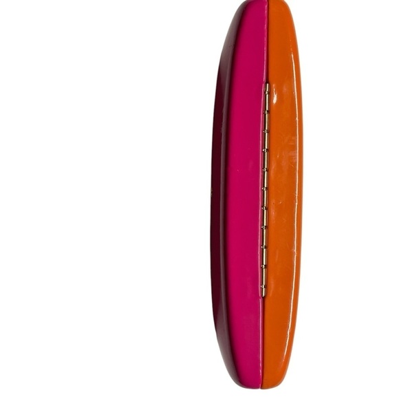 Kate Spade Genette Pink/Orange Eyeglass Hard Clamshell Case Eyes Design Inside - Picture 4 of 11